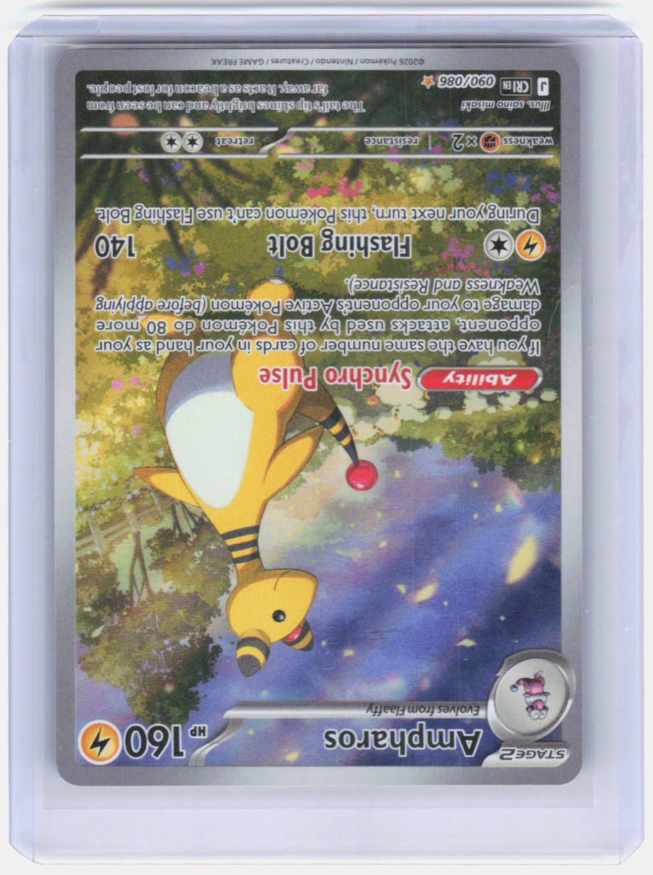 Ampharos Holo Illustration Rare ME04: Chaos Rising 090/086 NM