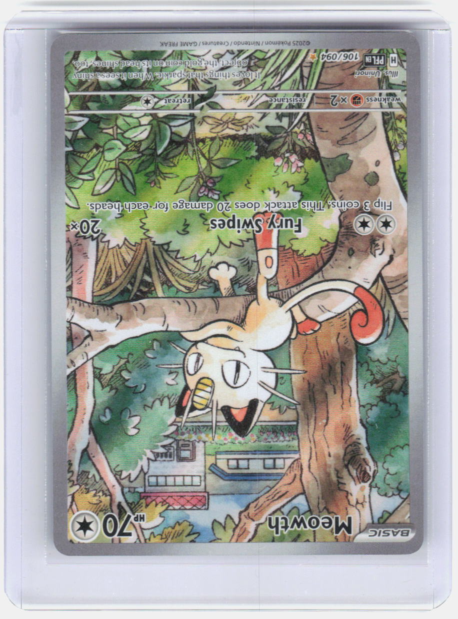 Meowth Holo Illustration Rare ME02: Phantasmal Flames 106/094 NM