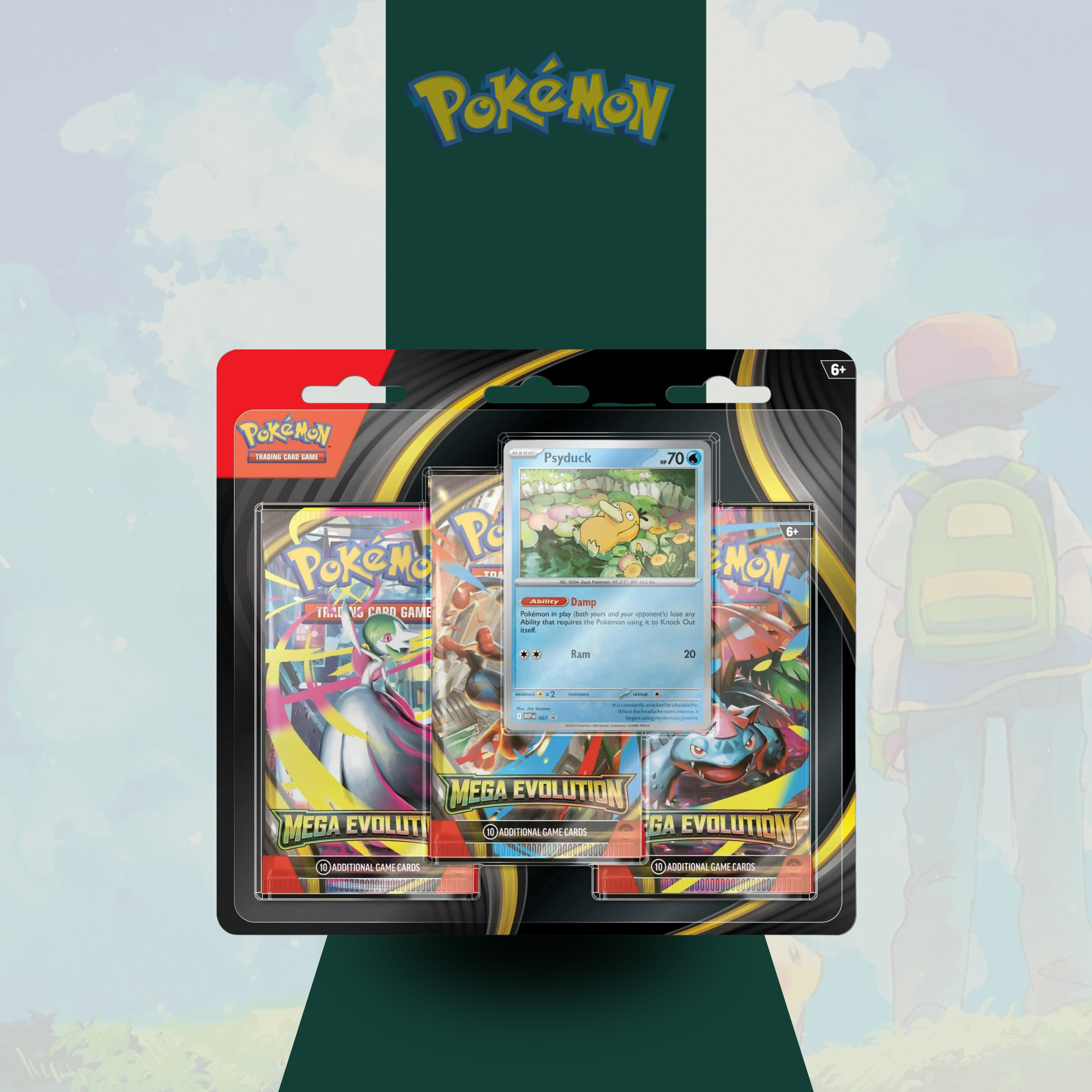 PRE ORDER Mega Evolution3 pack Blister  ( LIMIT 2 PER PERSON ) RANDOM PROMO ART