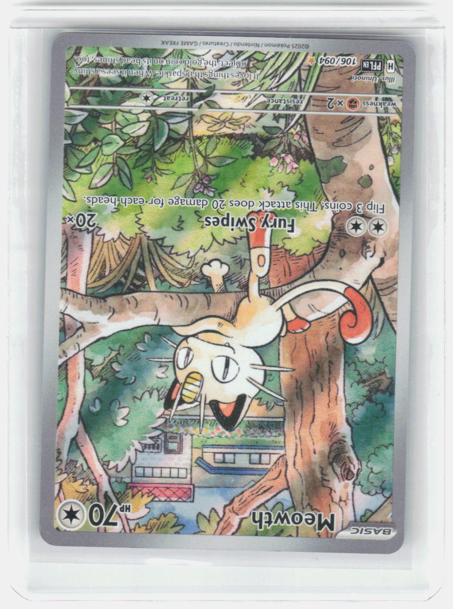 Meowth Holo Illustration Rare ME02: Phantasmal Flames 106/094 NM
