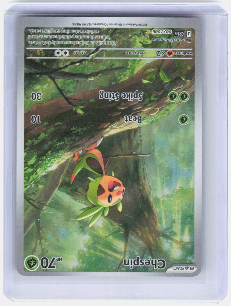Chespin Holo Illustration Rare ME04: Chaos Rising 087/086 NM