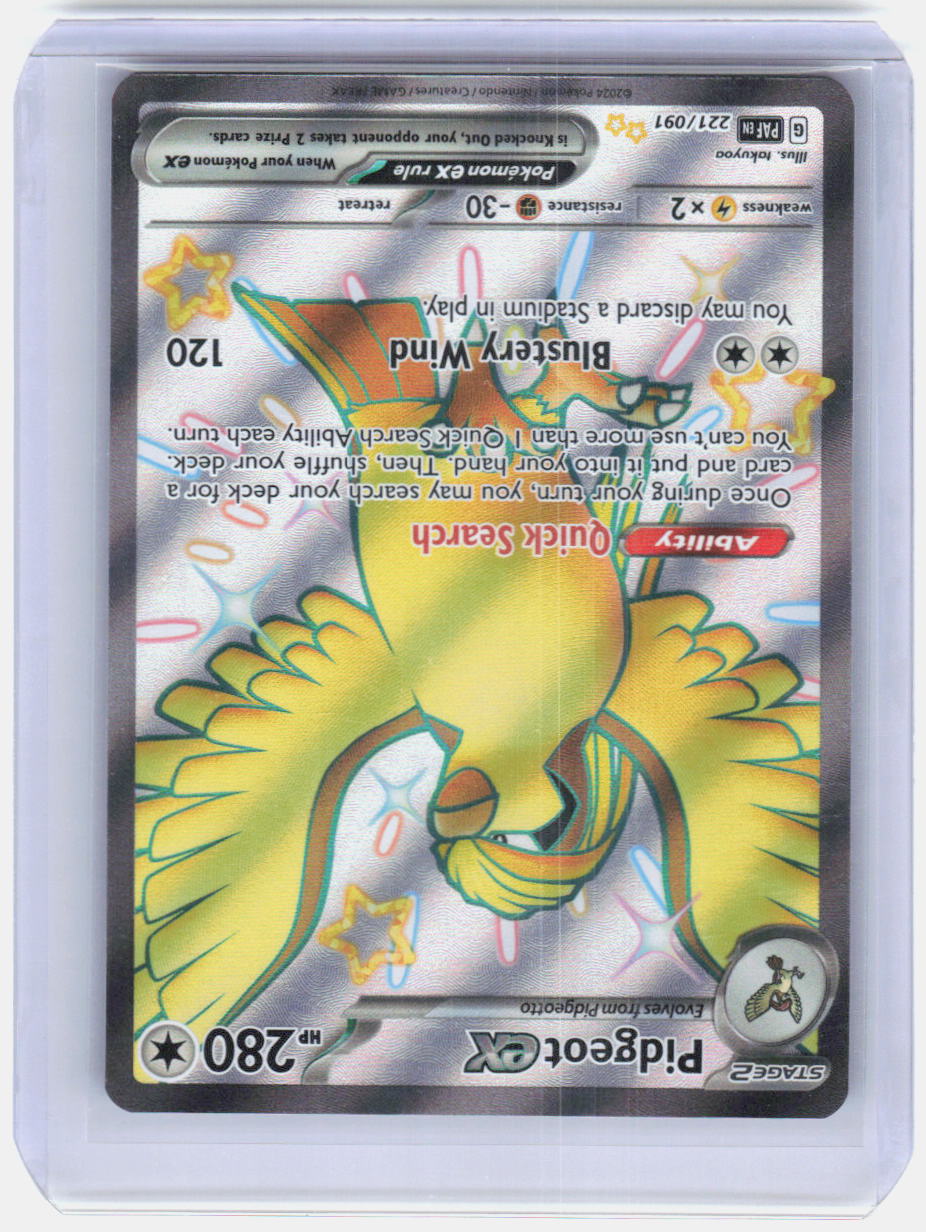 Pidgeot ex Holo Shiny Ultra Rare SV: Paldean Fates 221/091 NM