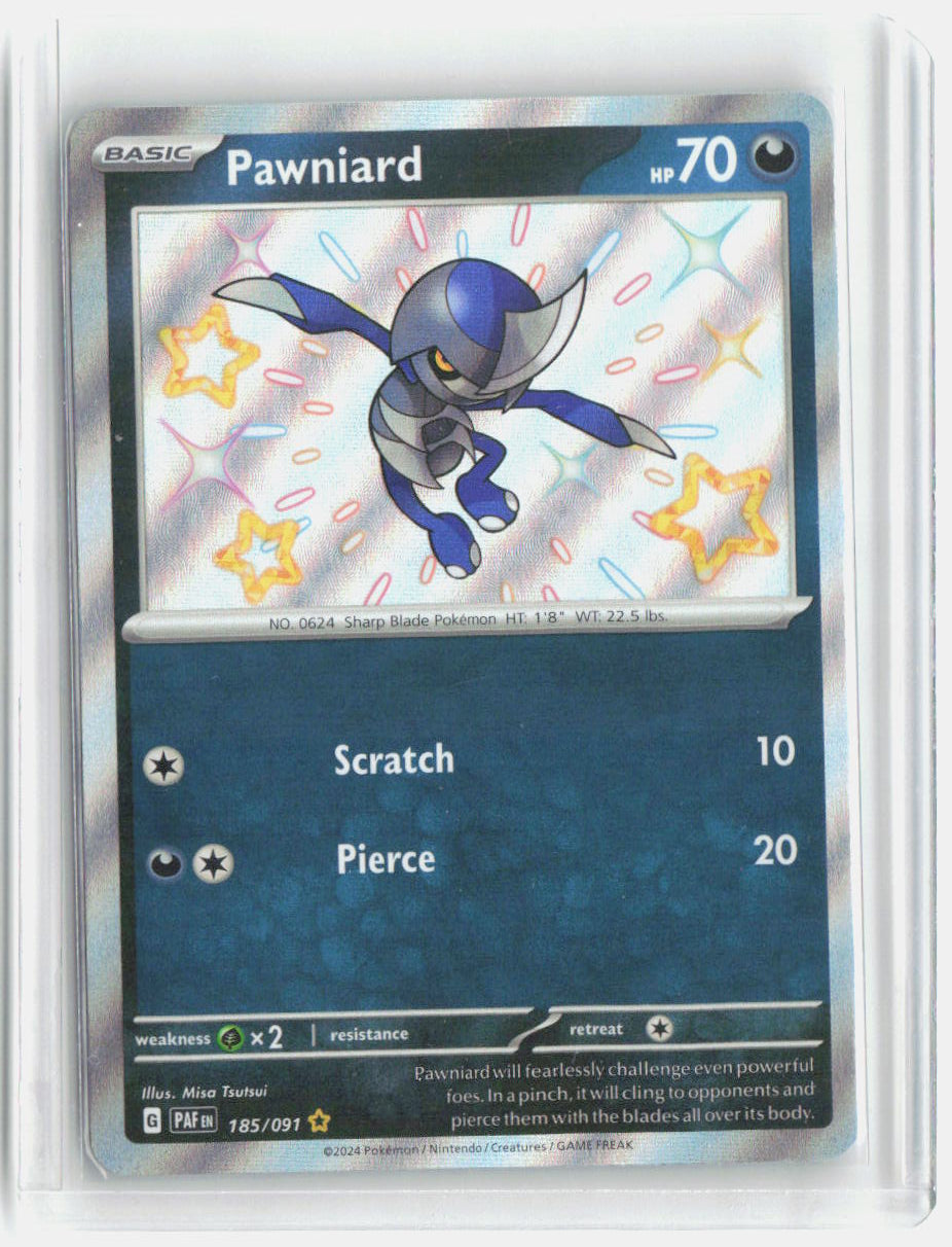 Pawniard Holo Shiny Rare SV: Paldean Fates 185/091 NM