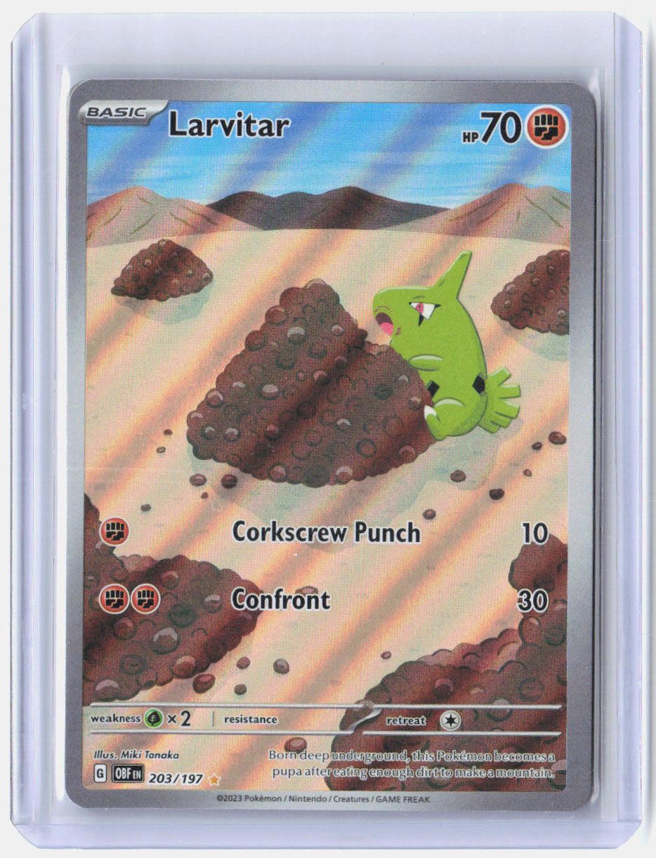 Larvitar Holo Illustration Rare SV03: Obsidian Flames 203/197 NM