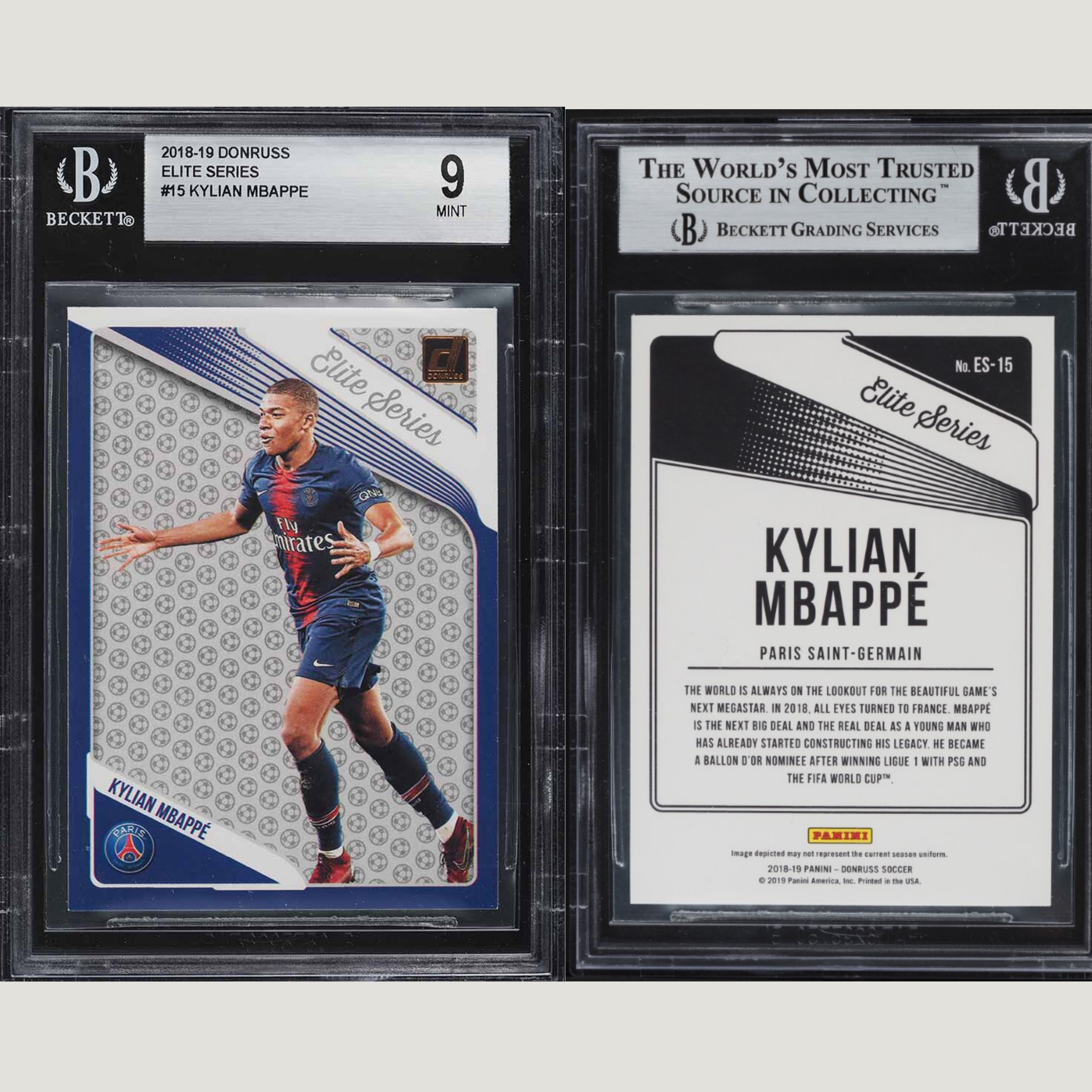 2018 Donruss Elite Series Kylian Mbappe ROOKIE #15 BGS 9 MINT pop 1 of 5