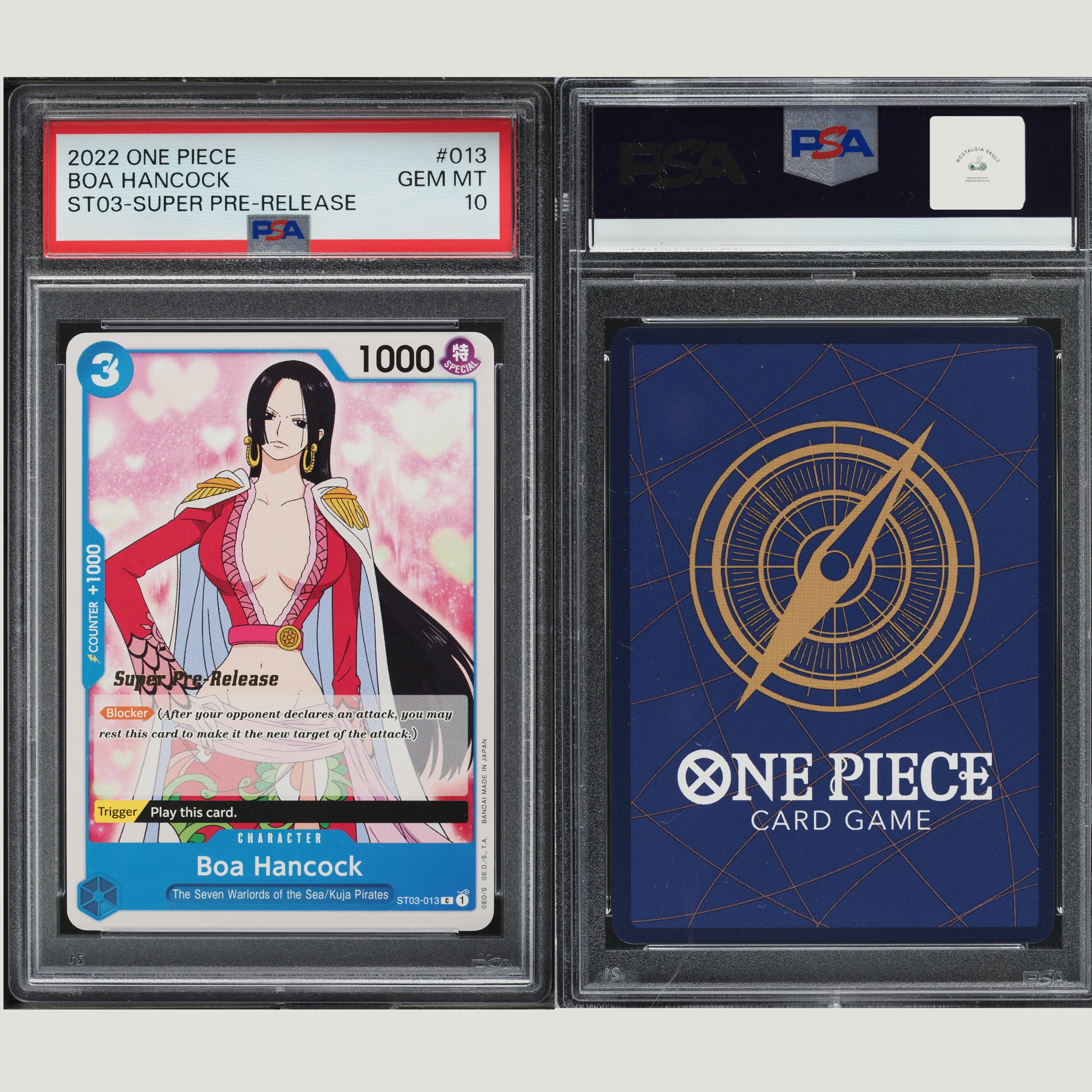 2022 One Piece Super Pre-Release Boa Hancock #ST03-013 PSA 10 GEM MINT