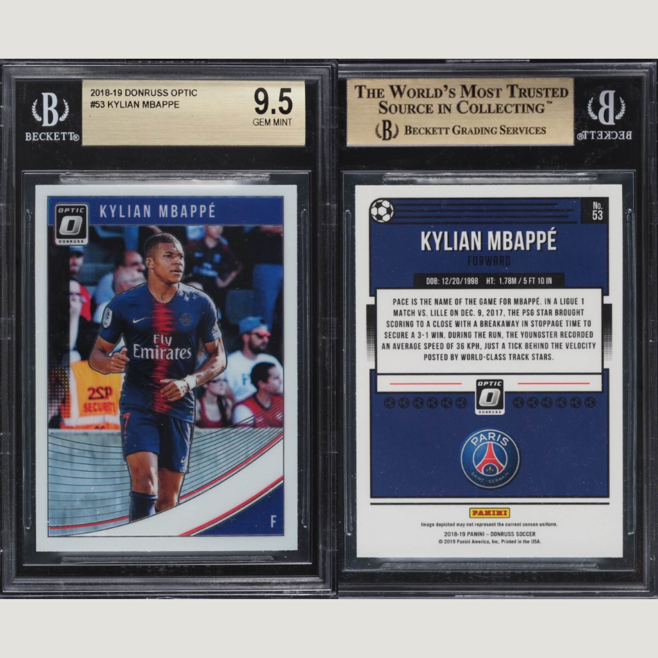 2018 Donruss Optic Kylian Mbappe ROOKIE #53 BGS 9.5 GEM MINT POP 1 of 14