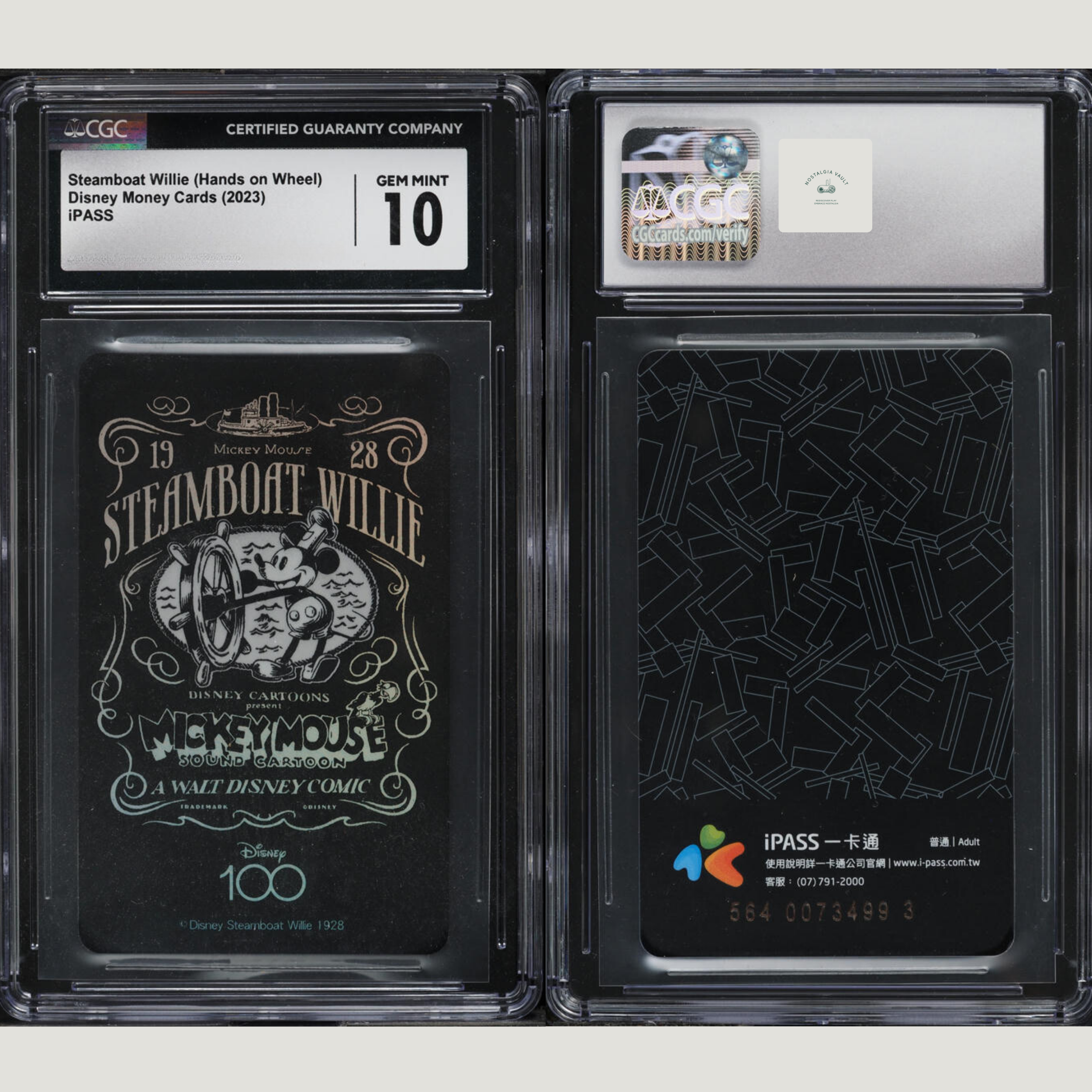 2023 Disney 100 Money Cards iPASS Steamboat Willie CGC 10 GEM MINT