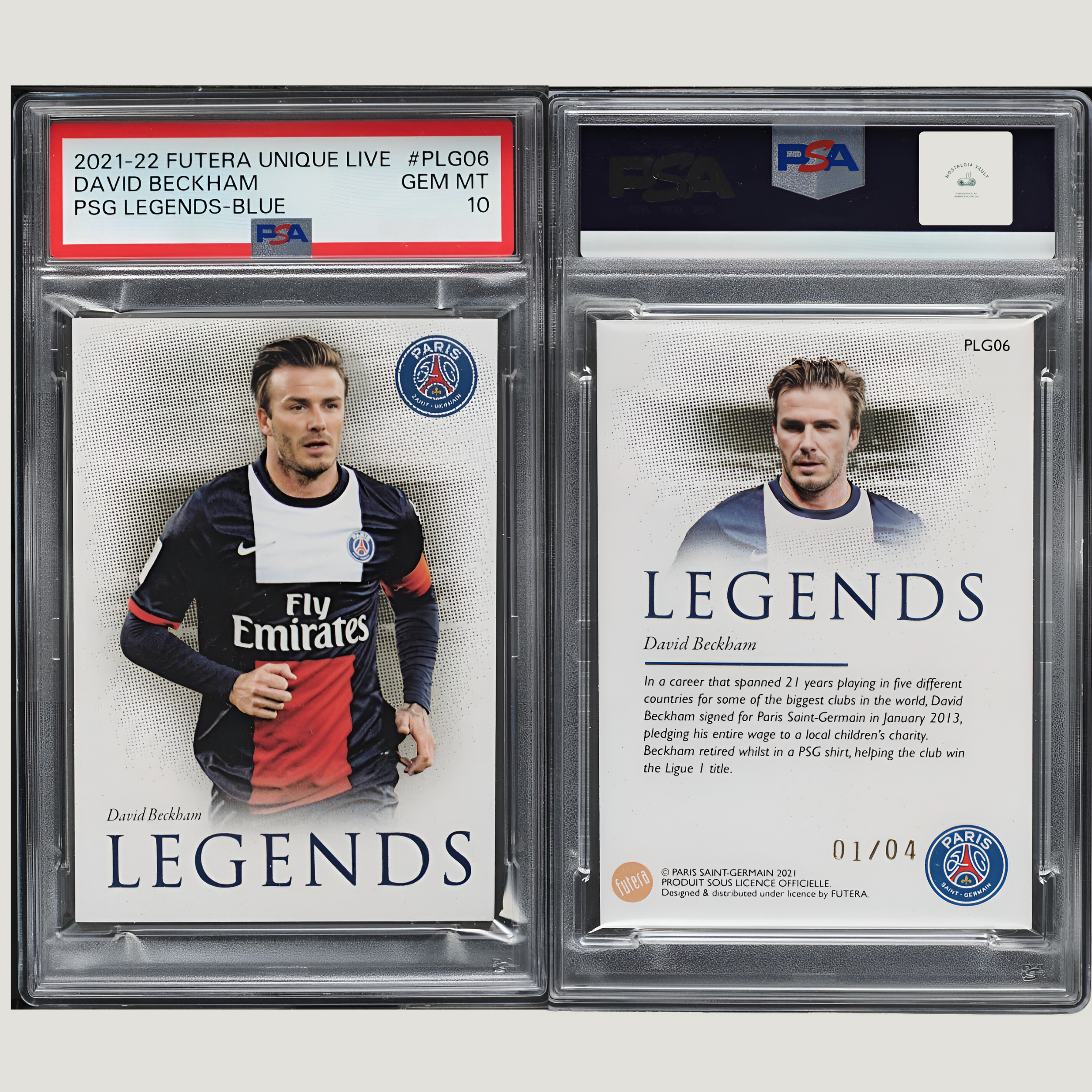 2021 Futera Unique Live PSGLegends Blue David Beckham 1/4 PSA 10 GEM MINT POP 1 of 1