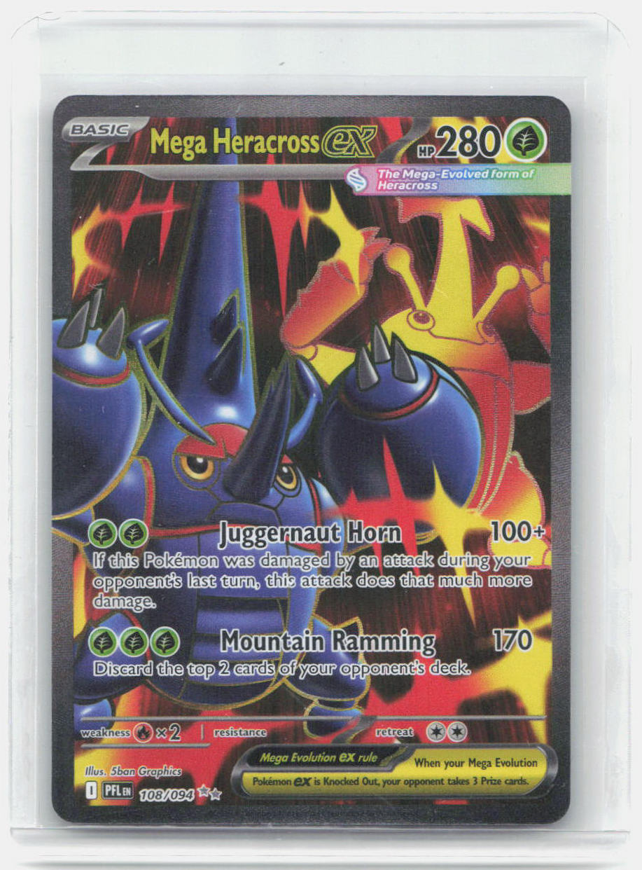 Mega Heracross ex Holo Ultra Rare ME02: Phantasmal Flames 108/094 NM